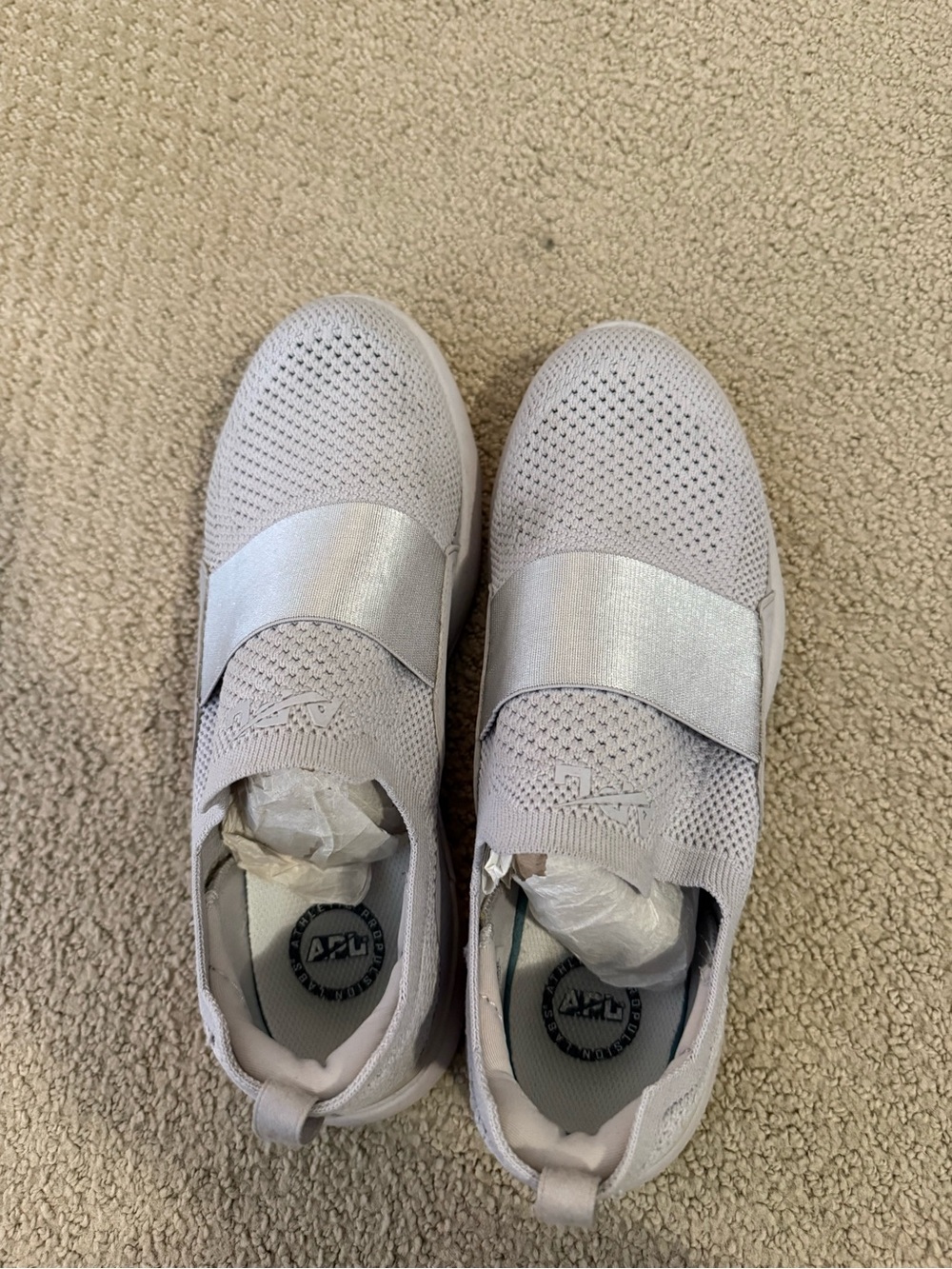 Light Gray Knit Slip-On Sneakers